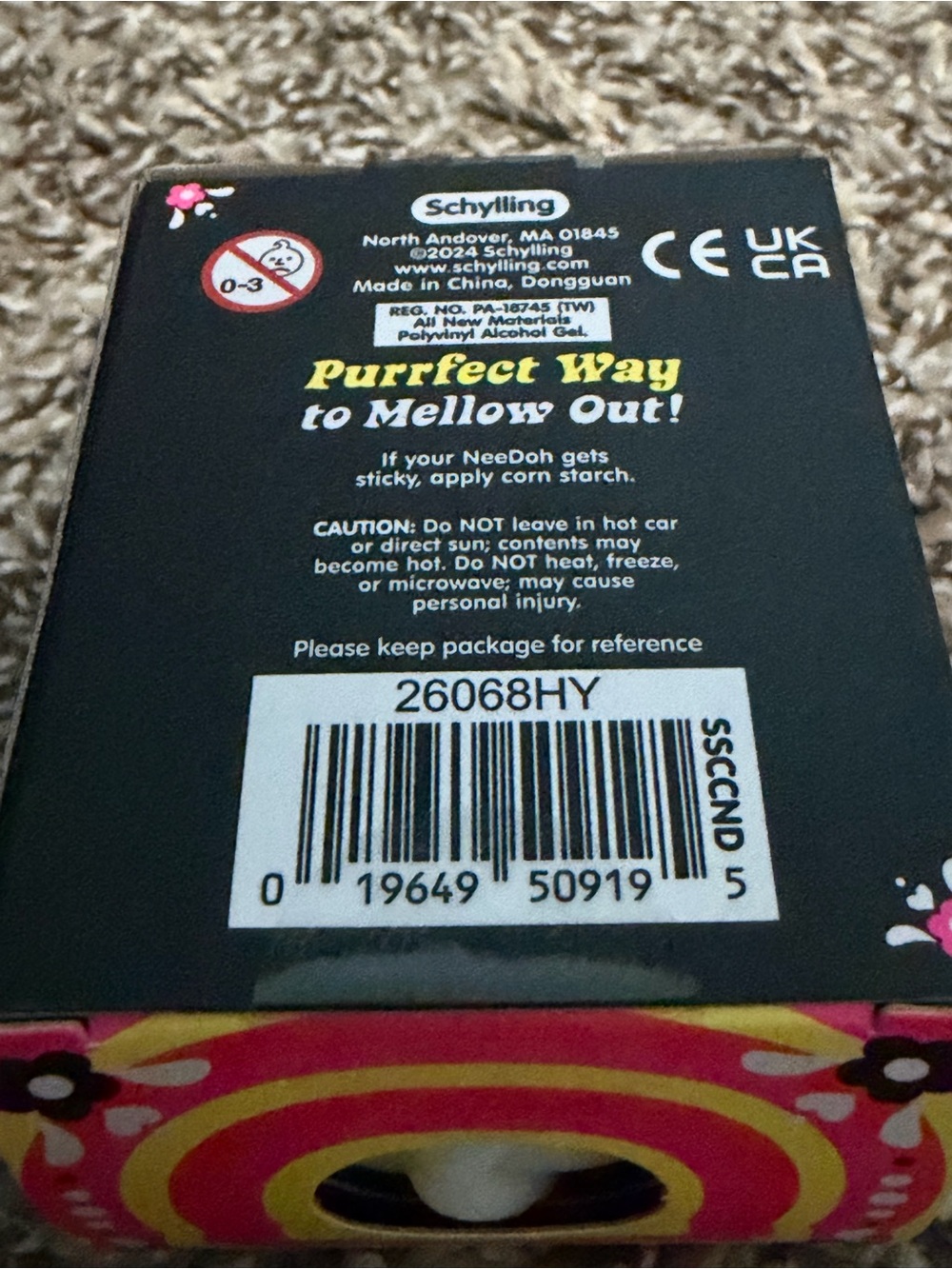 Needoh Sugar Skull Cats Squishy Toy - White with Purple & Yellow blue Accents - Picture 5 of 5